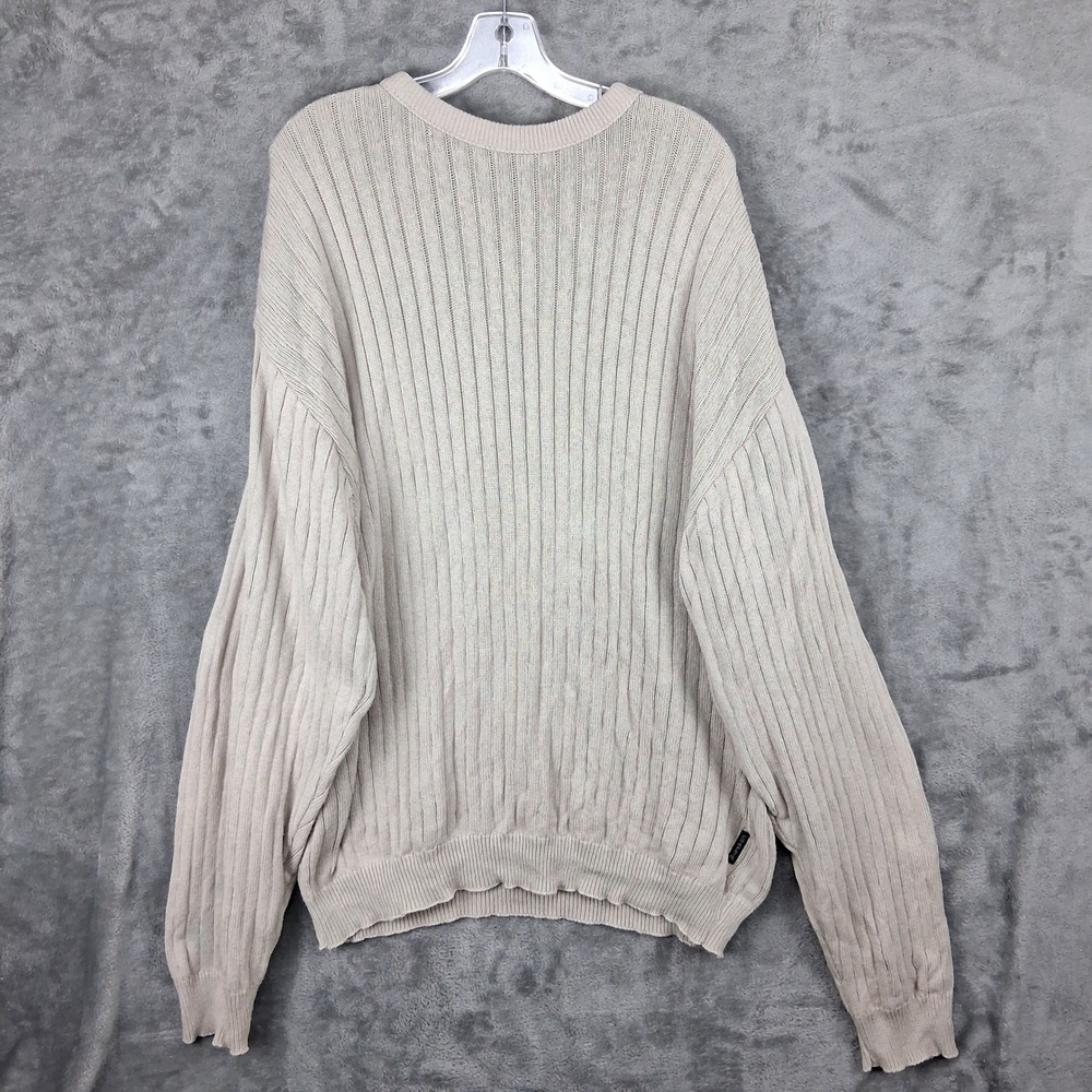 Vintage Chaps Ralph Lauren Sweater Mens XL Beige Ribbed Cotton Made in USA